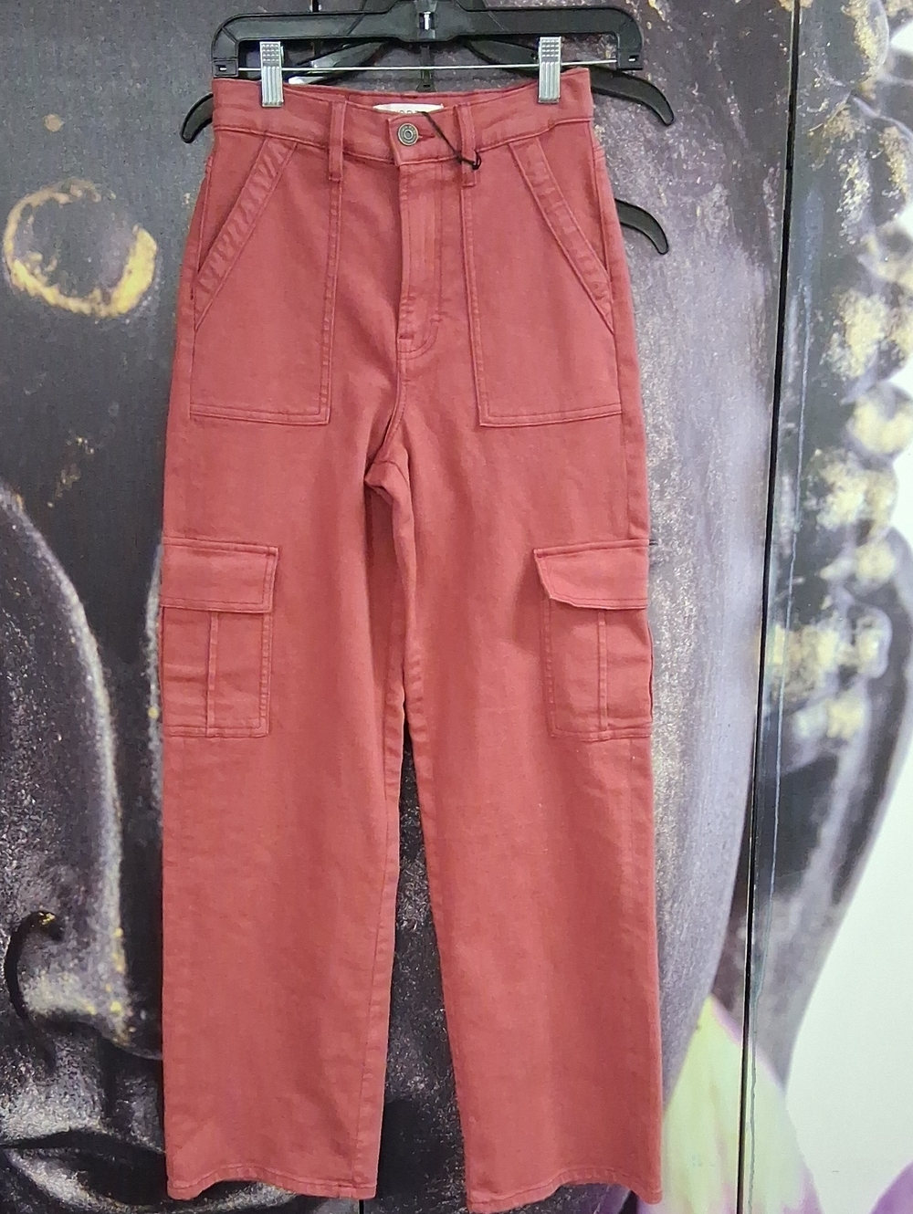 Women's Hidden Logan Cargo Pants in Rust Red Sz:25 NWT